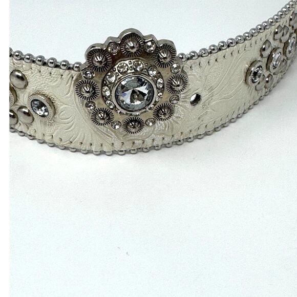 Blazin Roxx Rhinestone Western Belt Cream and Silver Size XL main image 10